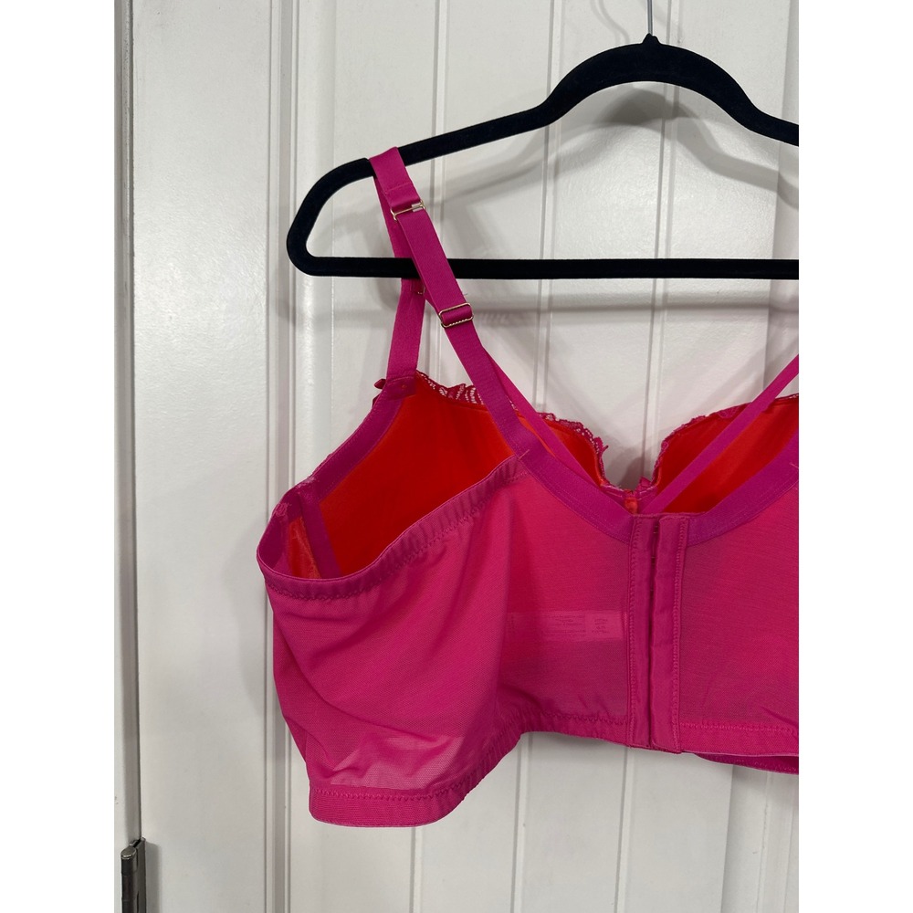 Cacique Pink Orange Floral Lace Longline Boost Balconette Bra 46C Underwire - Picture 9 of 11